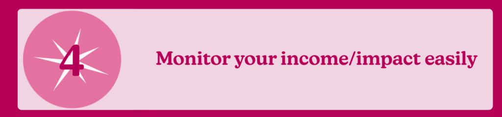 A pink and red banner with text about monitoring income.