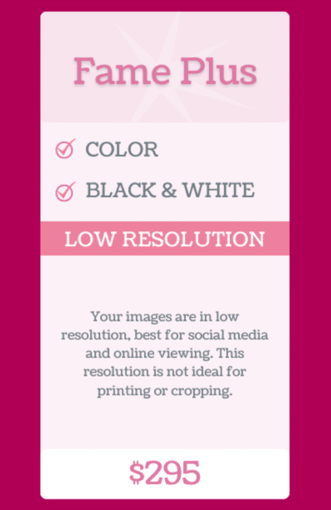 Fame Parties Fame Plus Package